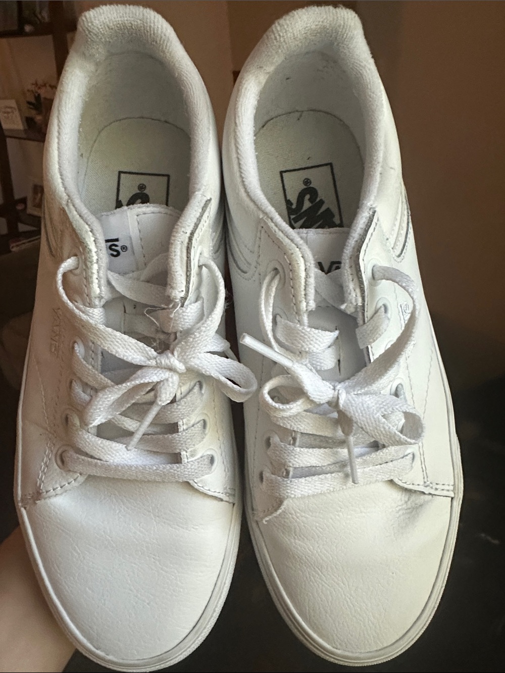 Vans white leather sneakers NWOT W7.5